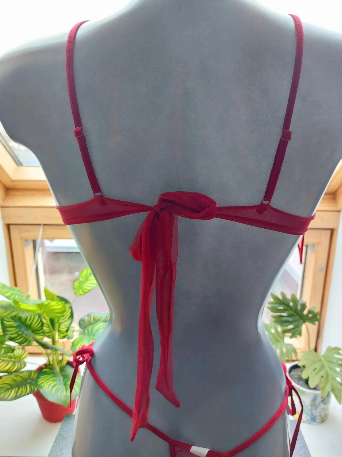 Conjunto de lencería roja Show Club de tul y lentejuelas / T38 85B – photo 12
